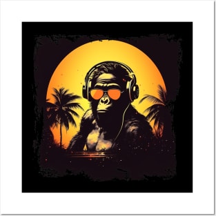 Cool summer monkey ape dj design Posters and Art